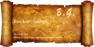 Becker Gergő névjegykártya